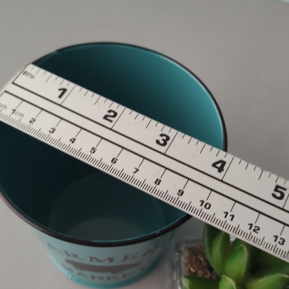 Metal Bucket color green And White with 3 decorative 2 Plains brand New - Picture 6 of 7